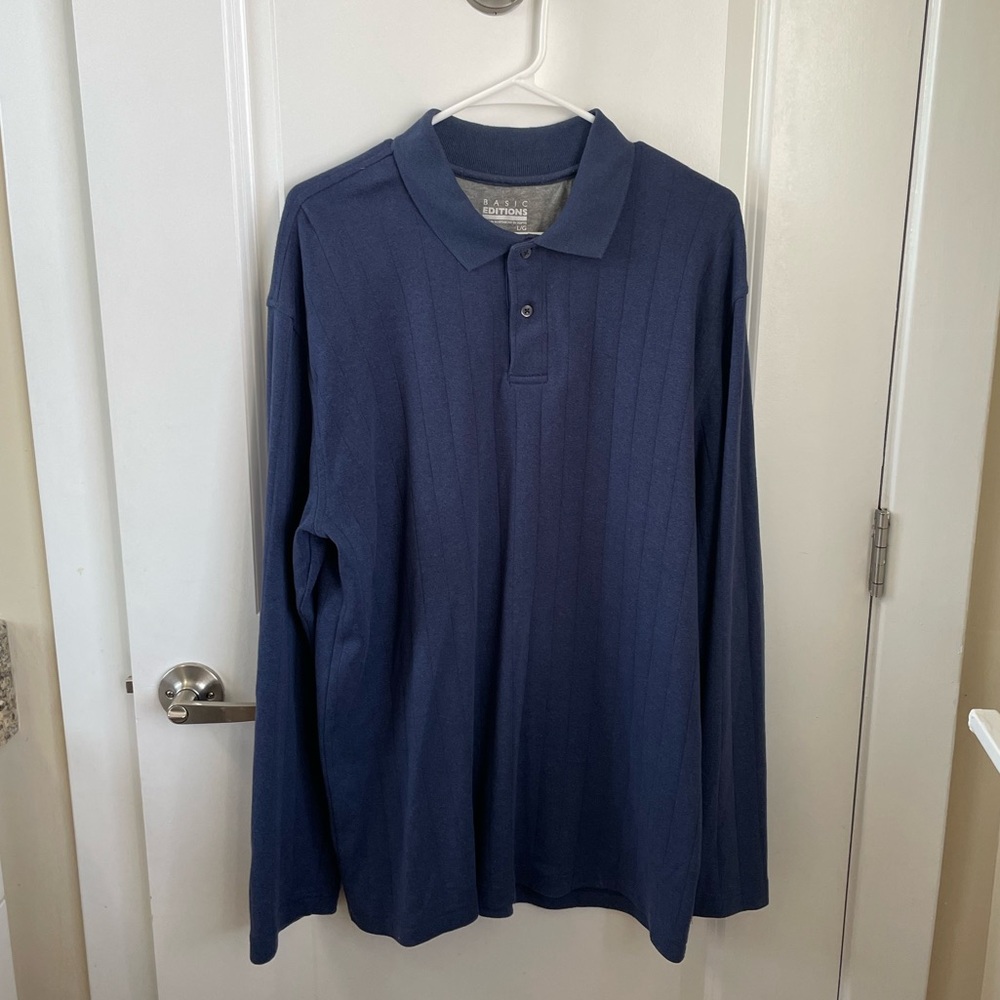 Navy Long Sleeve Polo Shirt